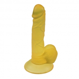 Jelly yellow realistic dildo with suction cup